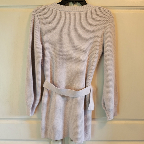 Halara V-neck Button Front Long Sleeve Belted Mini Sweater Dress - Picture 5 of 8